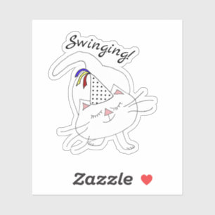 Pegatina Kute Kitty Fiesta Gato blanco