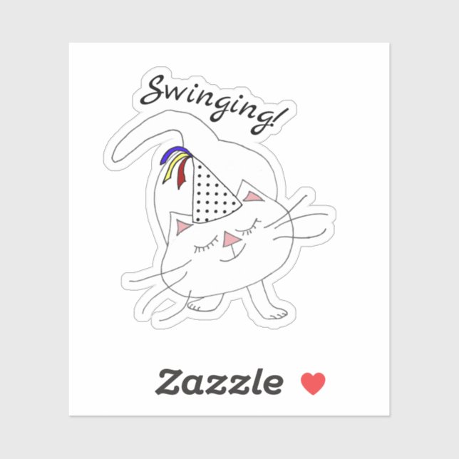 Pegatina Kute Kitty Fiesta Gato blanco (Hoja)