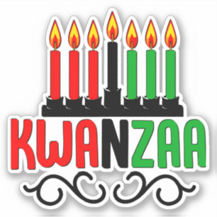 Pegatina Kwanzaa 7 Velas, corte de besos