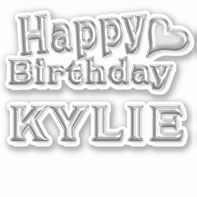 Pegatina Kylie Happy Birthday silver Aufkleber Sticker (Anverso)