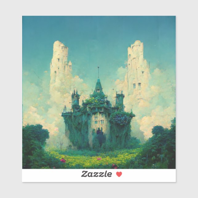 Pegatina La abandonada fantasía del castillo (Hoja)