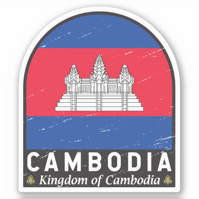 Pegatina La bandera de Camboya estropeó la cosecha (Anverso)