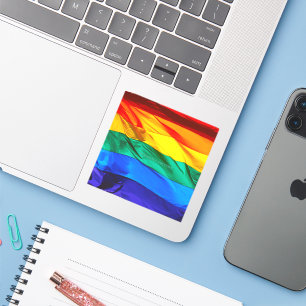 Pegatina La bandera del orgullo gay de SlipperyJoe's ondean