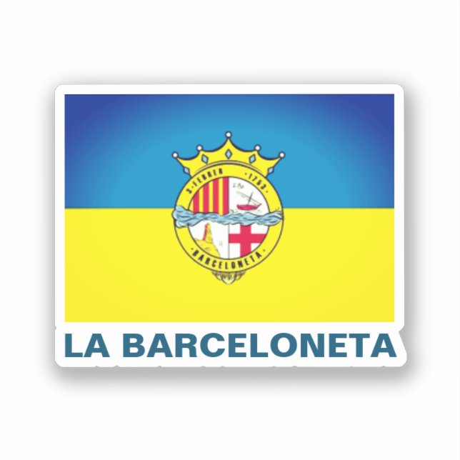 Pegatina La Barceloneta (bandera, barrio de Barcelona) (Anverso)
