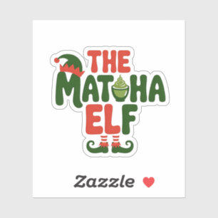 Pegatina La bebida Matcha Elf, Navidades graciosos