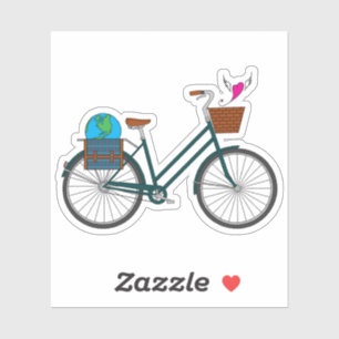 Pegatina La bicicleta del Día de la Tierra con el Corazón V