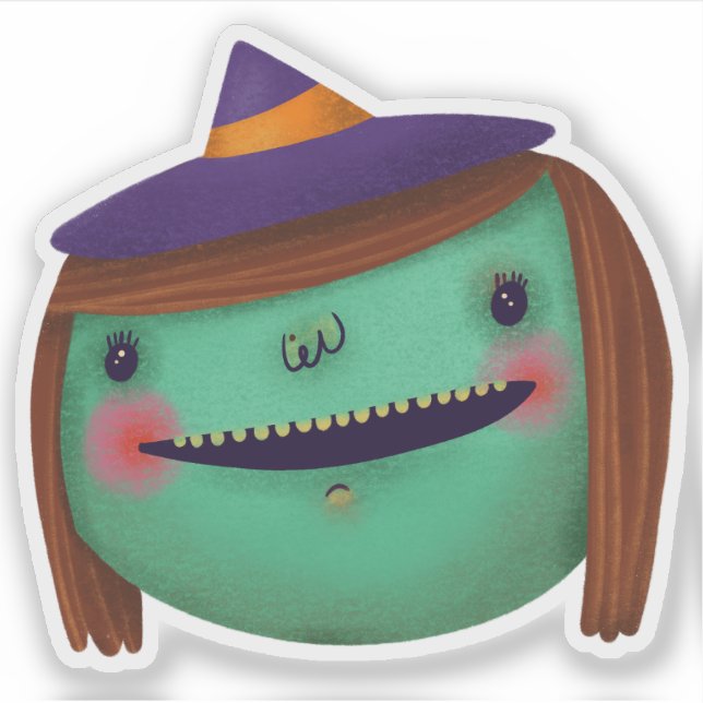 Pegatina La bruja de la decoración de Halloween (Anverso)