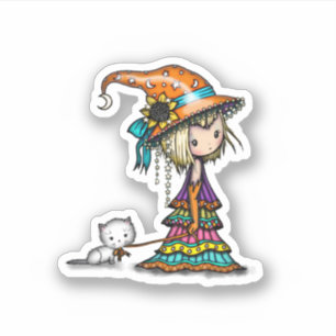 Pegatina La Bruja de la Pequeña Mujer y la Halloween del Ga
