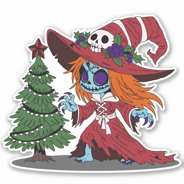 Pegatina La bruja de los Navidades (Anverso)