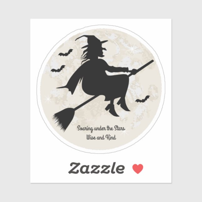 Pegatina la bruja se desmorona bajo las estrellas (Hoja)