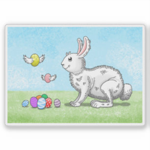 Pegatina La búsqueda de huevos del conejo de Pascua