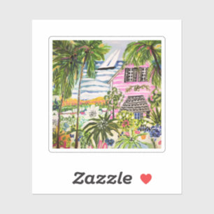 Pegatina La cabaña rosa en la bahía I