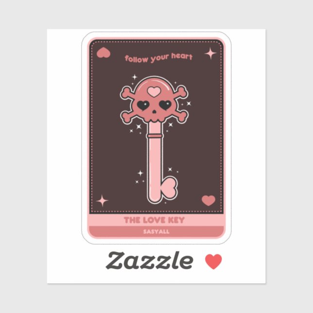 Pegatina La carta de la clave de amor (Hoja)
