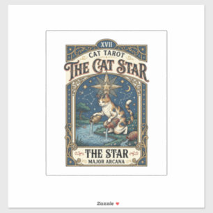 Pegatina La carta de tarot de gato Star Cat Major Arcana Vi