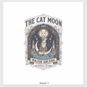 Pegatina La Carta de Tarot del Gato Luna Gato Mayor Arcana 