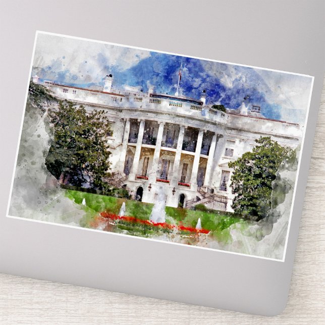 Pegatina La Casa Blanca en Washington DC – Fachada Sur (The White House in Washington DC – Southern Facade. Sticker)