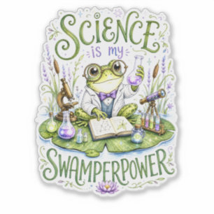 Pegatina La ciencia es mi Rana Poderosa Científica