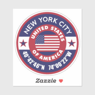 Pegatina La ciudad de Nueva York se coordina con la bandera