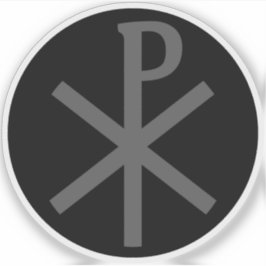 Pegatina La Cruz Chi-Rho (gris sobre negro)