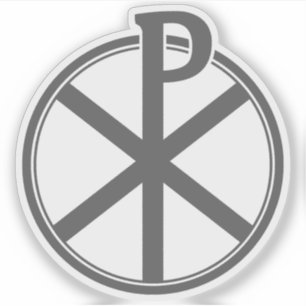 Pegatina La Cruz Chi-Rho - v3 (gris)