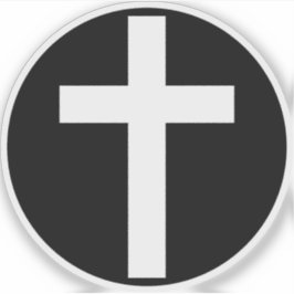 Pegatina La Cruz Cristiana (blanca sobre negra)