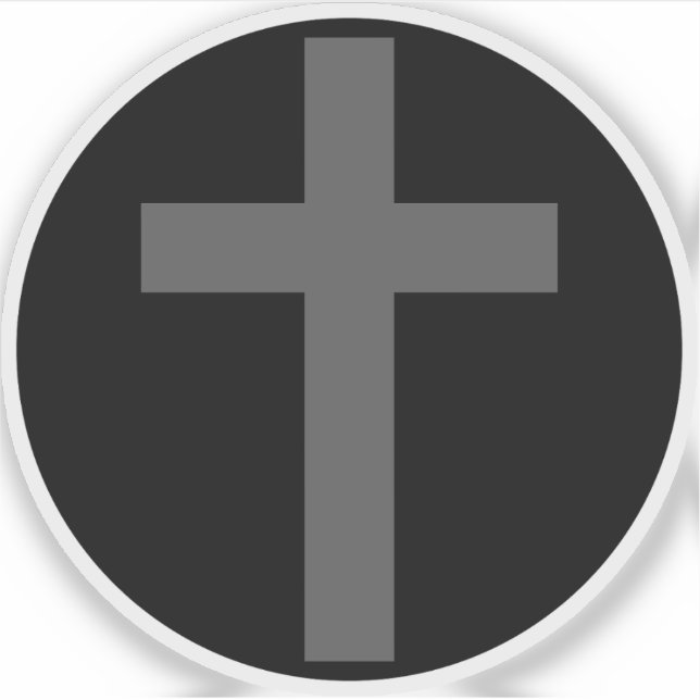 Pegatina La Cruz Cristiana (gris sobre negro) (Anverso)