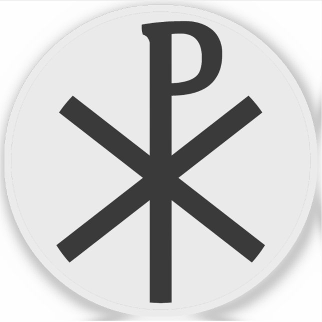 Pegatina La Cruz de Chi-Rho (negro sobre blanco) (Anverso)