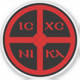 Pegatina La Cruz NIKA ICXC - Símbolo de Jesucristo (rojo)