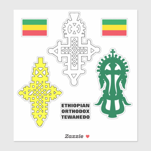 Pegatina La Cruz Ortodoxa Etíope የ መ ስ ቀ ል ስ ቲ~ (Hoja)