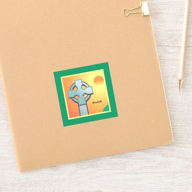 Pegatina La cruza de bendiciones irlandesas personalizada (Cuaderno)