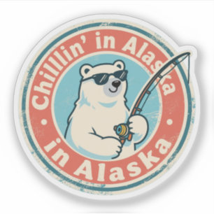 Pegatina La divertida cosecha Alaska Chillin Polar Oso