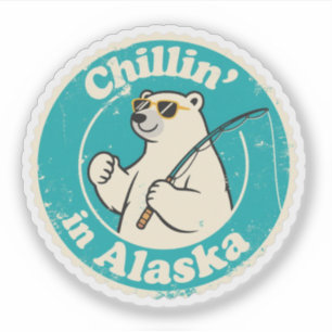 Pegatina La divertida cosecha Alaska Chillin Polar Oso