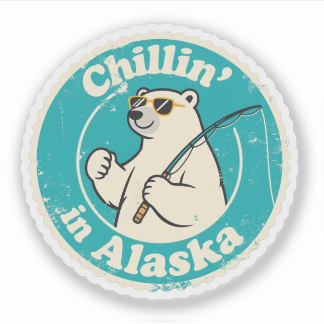 Pegatina La divertida cosecha Alaska Chillin Polar Oso (Anverso)