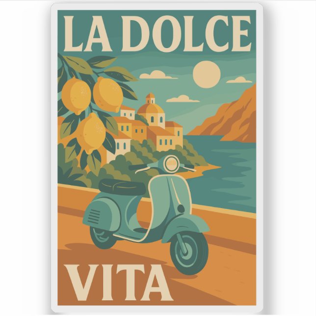 Pegatina La Dolce Vita – Retro Italian Coast Travel (Anverso)