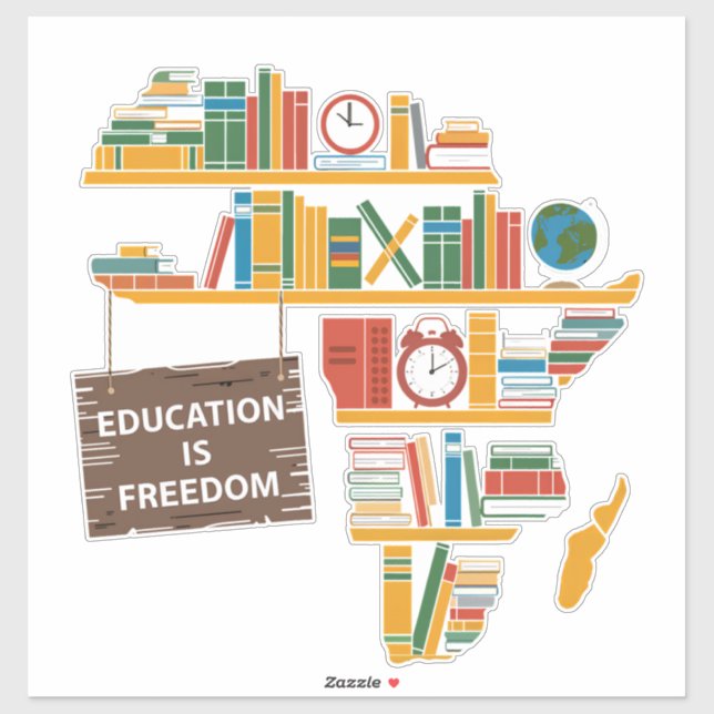 Pegatina La educación es libertad (Hoja)