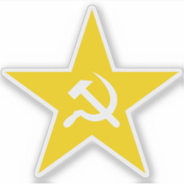 Pegatina La Estrella del Martillo y la Sickle - v2 (amarill