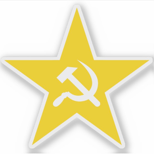 Pegatina La Estrella del Martillo y la Sickle - v2 (amarill (Anverso)