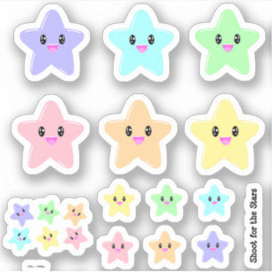 Pegatina La estrella Kawaii calienta el tiro con arco iris