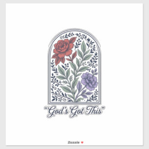 Pegatina La fe floral vintage de Dios tiene esto