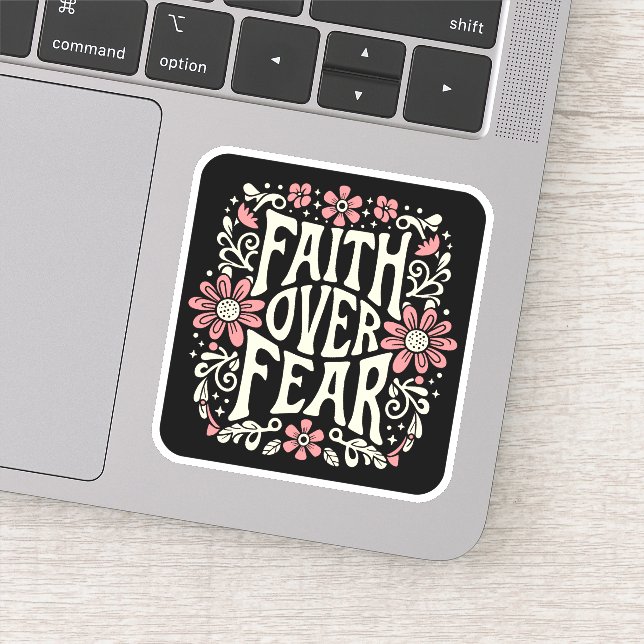 Pegatina La fe sobre el miedo groovy cristiano (Detalle)