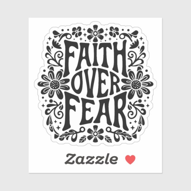 Pegatina La fe sobre el miedo groovy cristiano (Hoja)