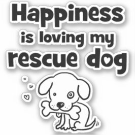 Pegatina La felicidad es amar a mi perro de rescate