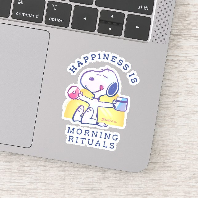 Pegatina La felicidad es rituales matutinos (Detalle)