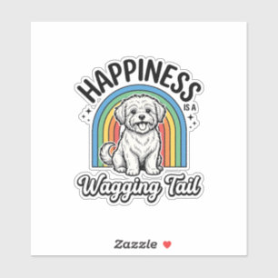 Pegatina La felicidad es un diseño de amante de perros con