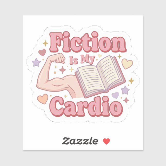 Pegatina La ficción es mi cardio - lector de libros (Hoja)