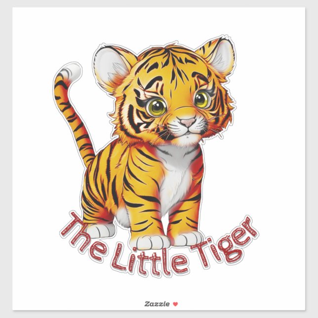 Pegatina La guardería del Personalizable del tigre pequeño (Hoja)