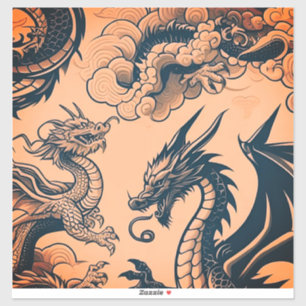Pegatina La guerra de los dragones Cielos naranjas