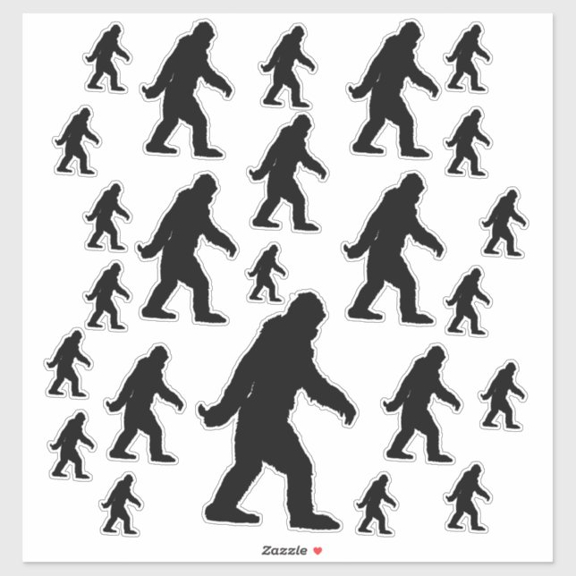 Pegatina La icónica silueta negra de Sasquatch Bigfoot desa (Hoja)