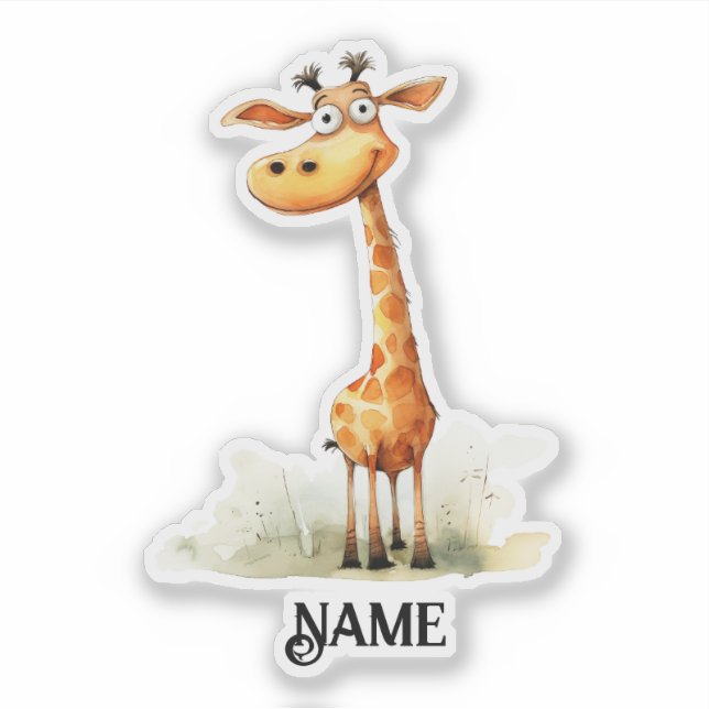 Pegatina La jirafa de Safari personalizada (Anverso)