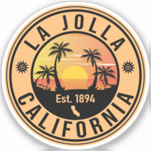 Pegatina La Jolla California Vintage Palm Trees Souvenirs